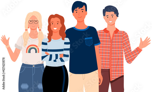 People greeting gesture. Different nations representatives waving hand saying hello