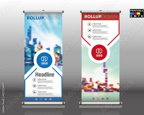 Roll up brochure flyer banner design vertical template vector, abstract geometric background, modern banner, rectangle size.