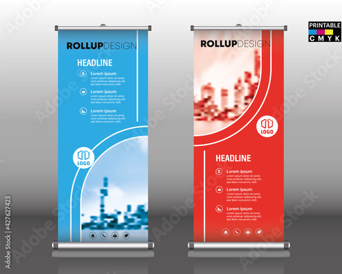 Roll up brochure flyer banner design vertical template vector, abstract geometric background, modern banner, rectangle size.