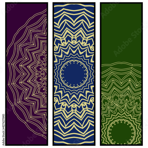 Yoga card template with mandala pattern. For business card, fitness center, meditation class. Vector illustration