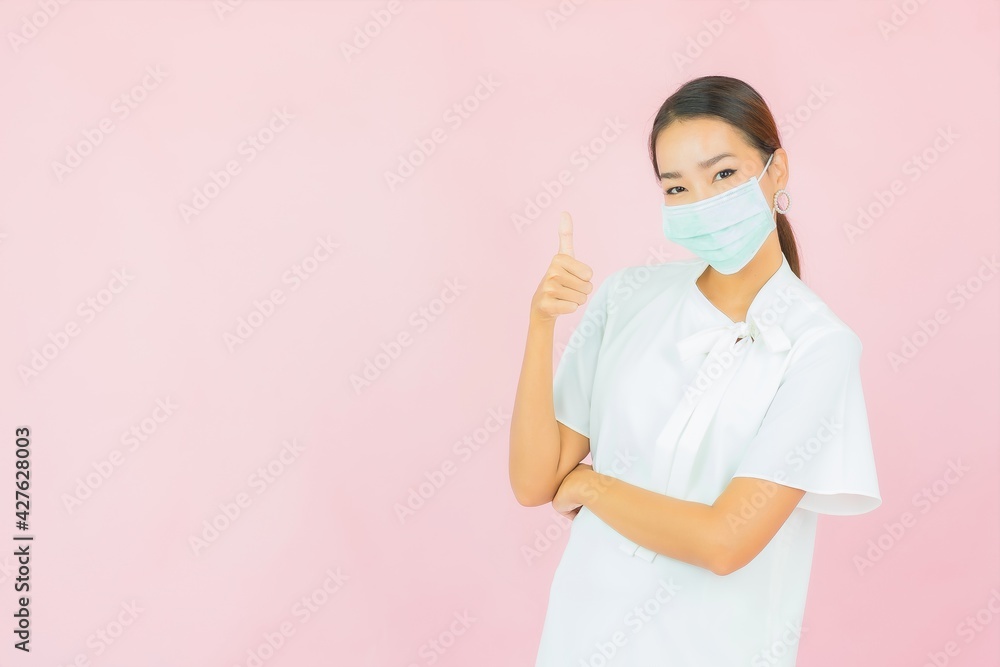 Portrait beautiful young asian woman wear mask for protect covid19 Portrait beautiful young asian woman wear mask for protect covid19