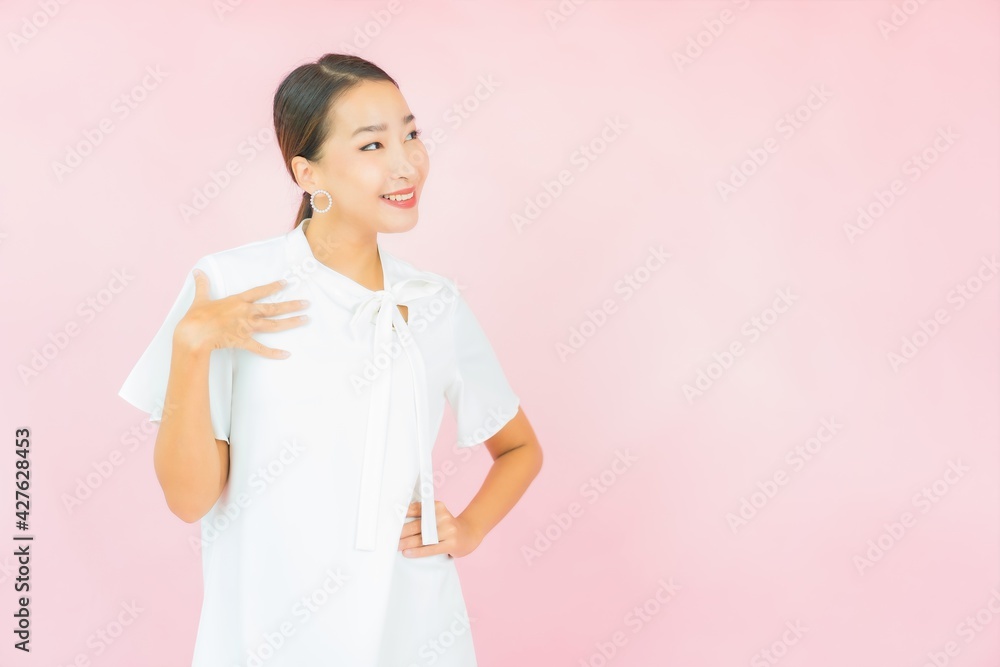 Portrait beautiful young asian woman smile with many action Portrait beautiful young asian woman smile with many action