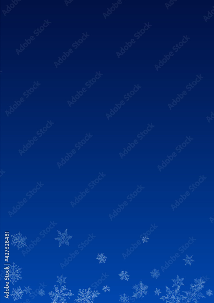 Silver Snowfall Vector Blue Background. Fantasy Silver Snowfall Vector Blue Background. Fantasy