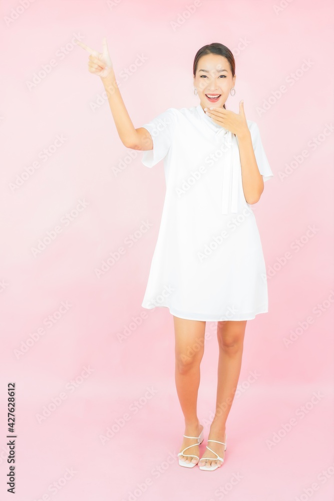 Portrait beautiful young asian woman smile with many action Portrait beautiful young asian woman smile with many action