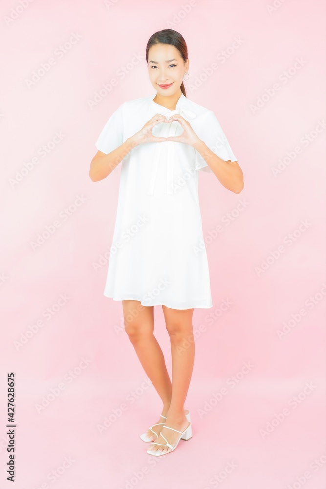 Portrait beautiful young asian woman smile with many action Portrait beautiful young asian woman smile with many action