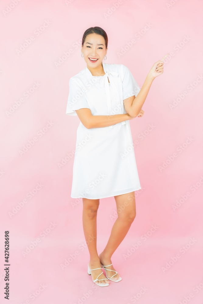 Portrait beautiful young asian woman smile with many action Portrait beautiful young asian woman smile with many action