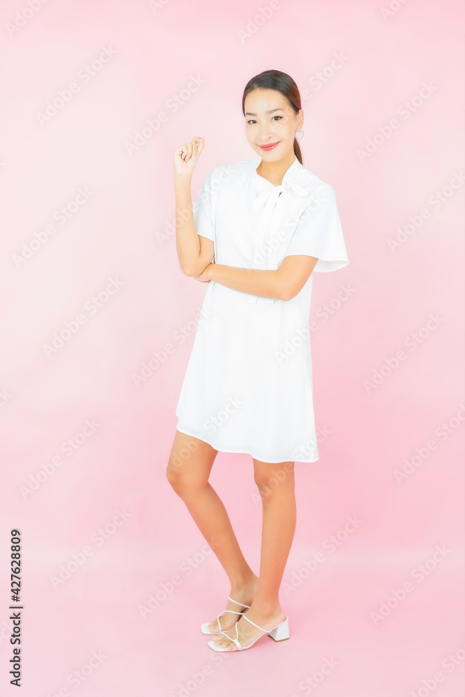 Portrait beautiful young asian woman smile with many action Portrait beautiful young asian woman smile with many action
