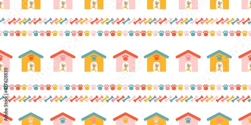 Seamless pattern with puppies. Pets digital paper. Pattern for children's textiles and clothing. DOGS LABRADOR FIGURE. Vector illustration