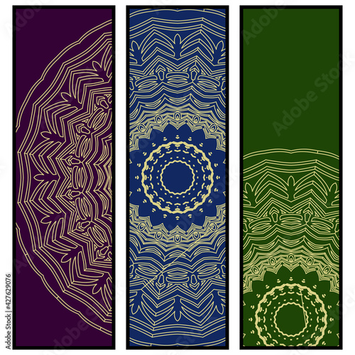 Yoga card template with mandala pattern. For business card, fitness center, meditation class. Vector illustration