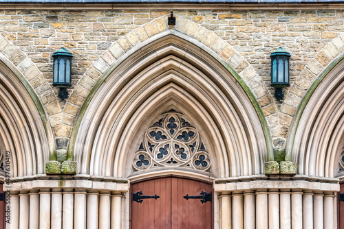 Saint Paul's Anglican Church exterior architecture in Toronto, Canada. The place is a heritage landmark in the city photo