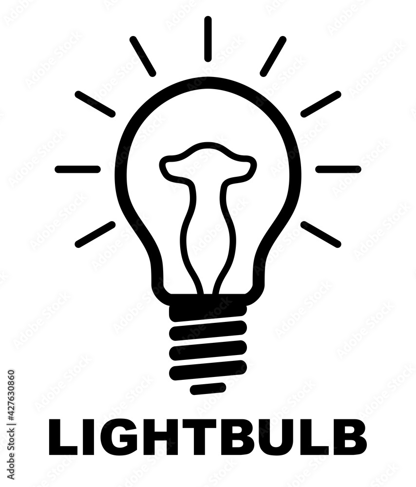 Lightbulb icon illustration on white background. Lightbulb icon illustration on white background.