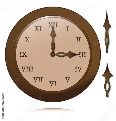 Vintage wall clock design with retro style pointers.