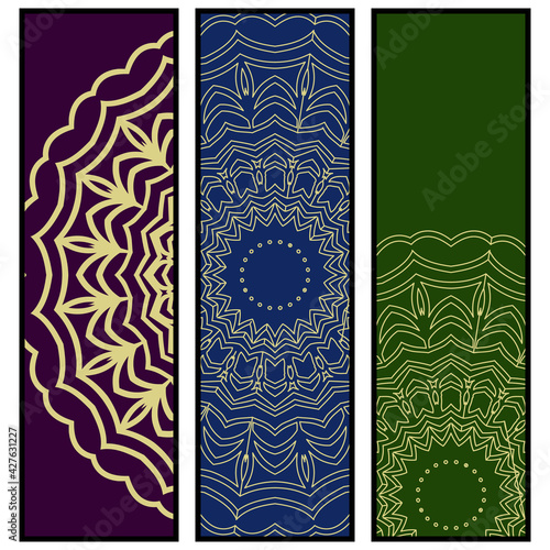 Yoga card template with mandala pattern. For business card, fitness center, meditation class. Vector illustration