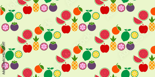 Fototapeta Naklejka Na Ścianę i Meble -  freshness fruits pattern background. vector graphic.