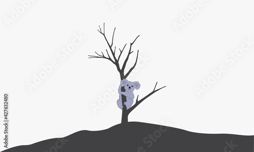 koalas climb dry trees design vector background.