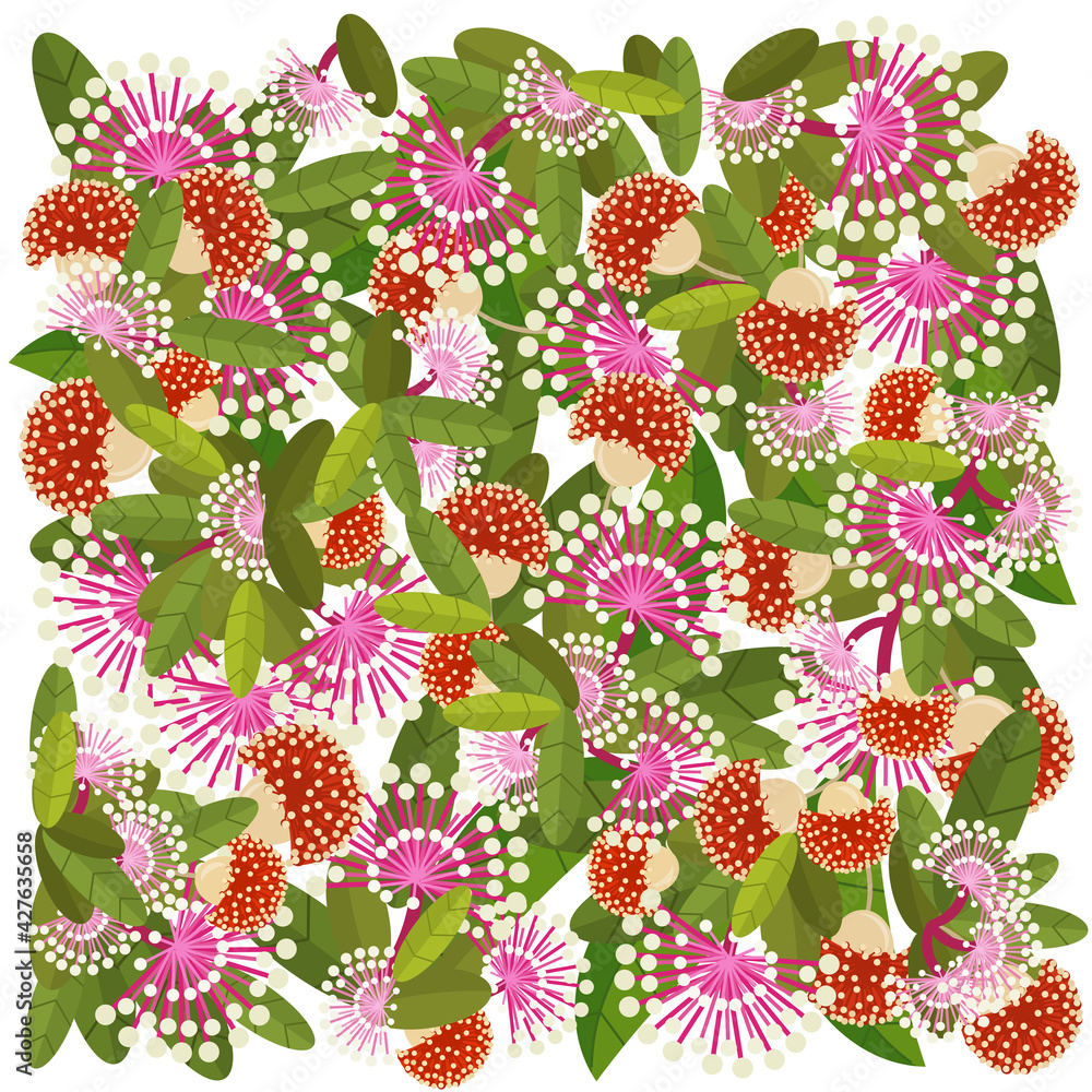 cartoon scene with set of flowers and nature elements cartoon scene with set of flowers and nature elements