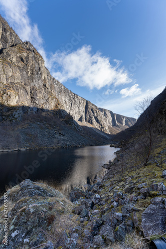 Måbødalen Valley (Mabodalen) near the River Bjoreio in the municipality of Eidfjord in Vestland, Norway, Scandinavia