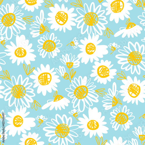 Daisy flower seamless patte...