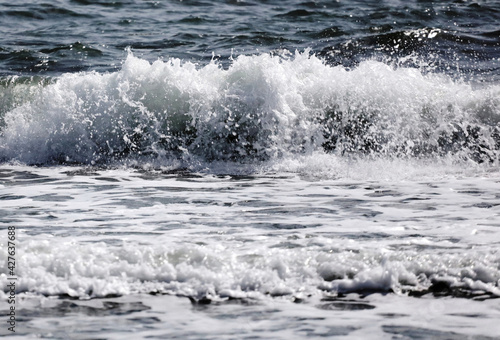 Wallpaper Mural Beautiful waves crashing on the shore, with white foam Torontodigital.ca