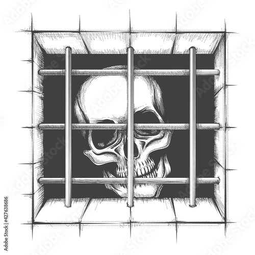 Jail Skull Tattoo Illustration