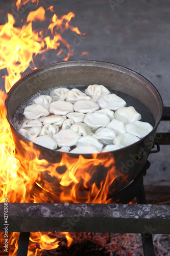 Cooking traditional georgian Khinkali