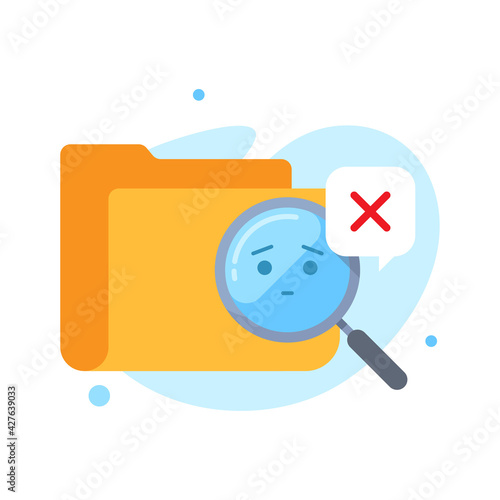 search no result found in folder concept illustration flat design vector eps10. simple and modern graphic element for icon, landing page, empty state ui, infographic