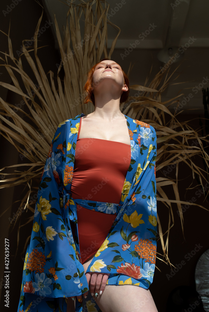 Fototapeta premium beautiful and sensuality young woman in swimsuit swimwear posing