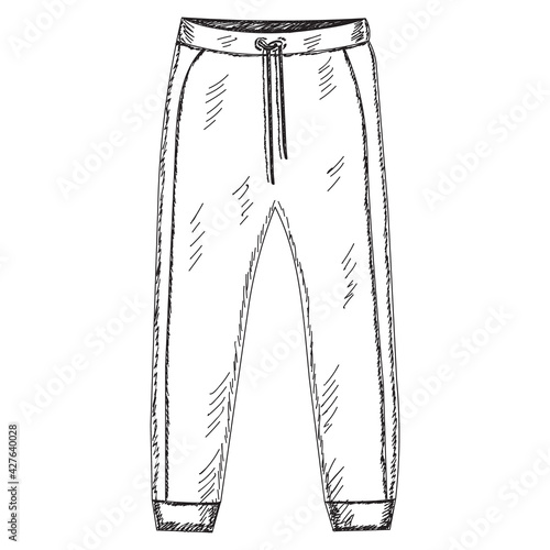 vector, isolated, sketch, hand-drawn men's sweatpants