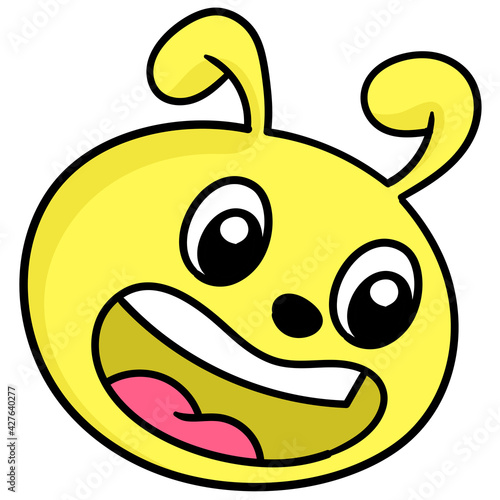 yellow head laughed out loud yellow, doodle icon drawing