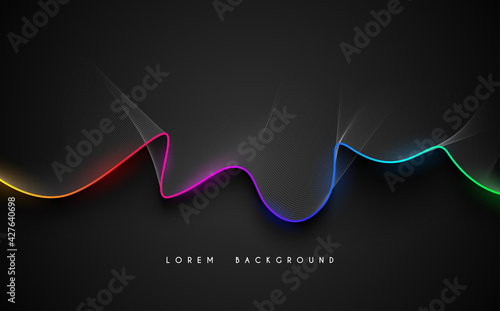 Abstract multi colors line on black background