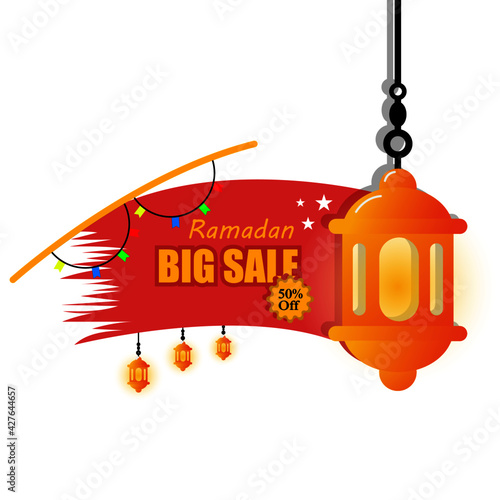 ramadan big sale unique vector design, attractive simple and elegant with lantern light