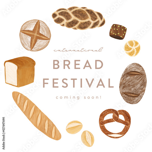 Set of hand drawn bread illustration, isolated on white background -