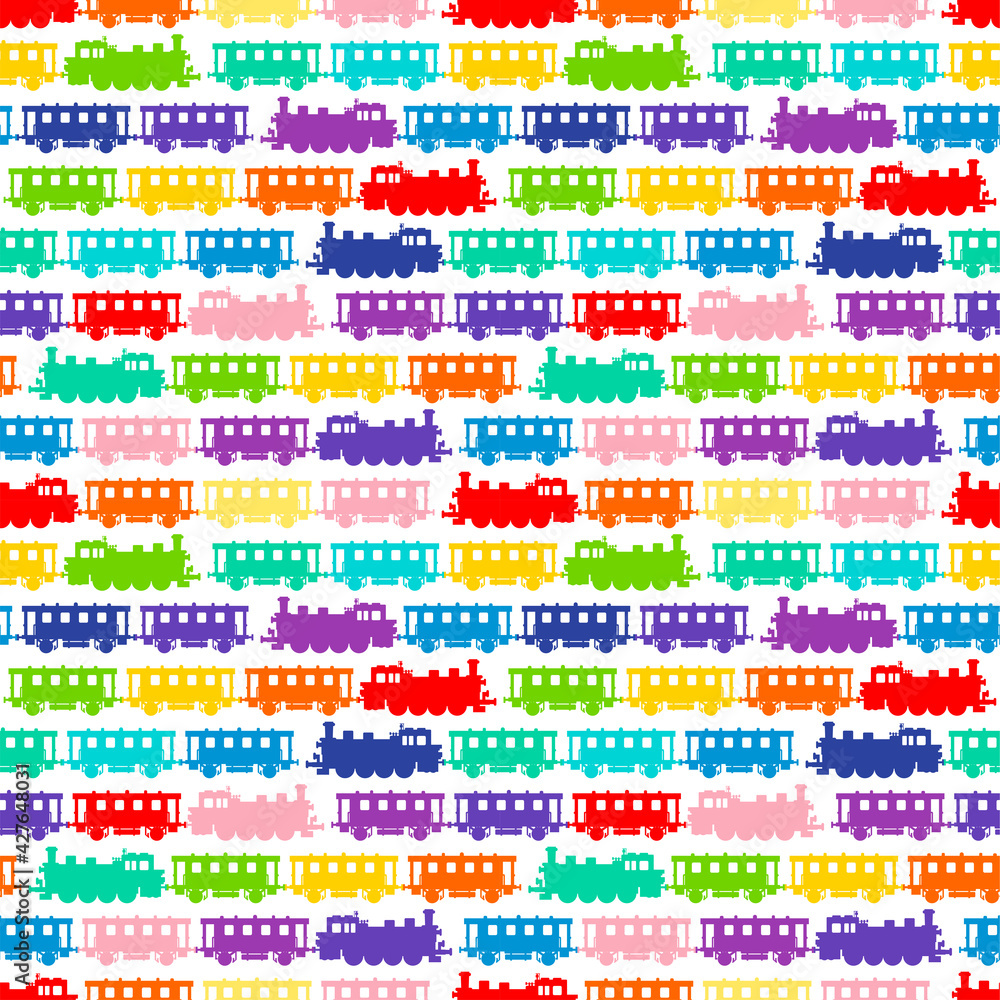 retro steam train and wagons. Seamless pattern. Texture for fabric ...