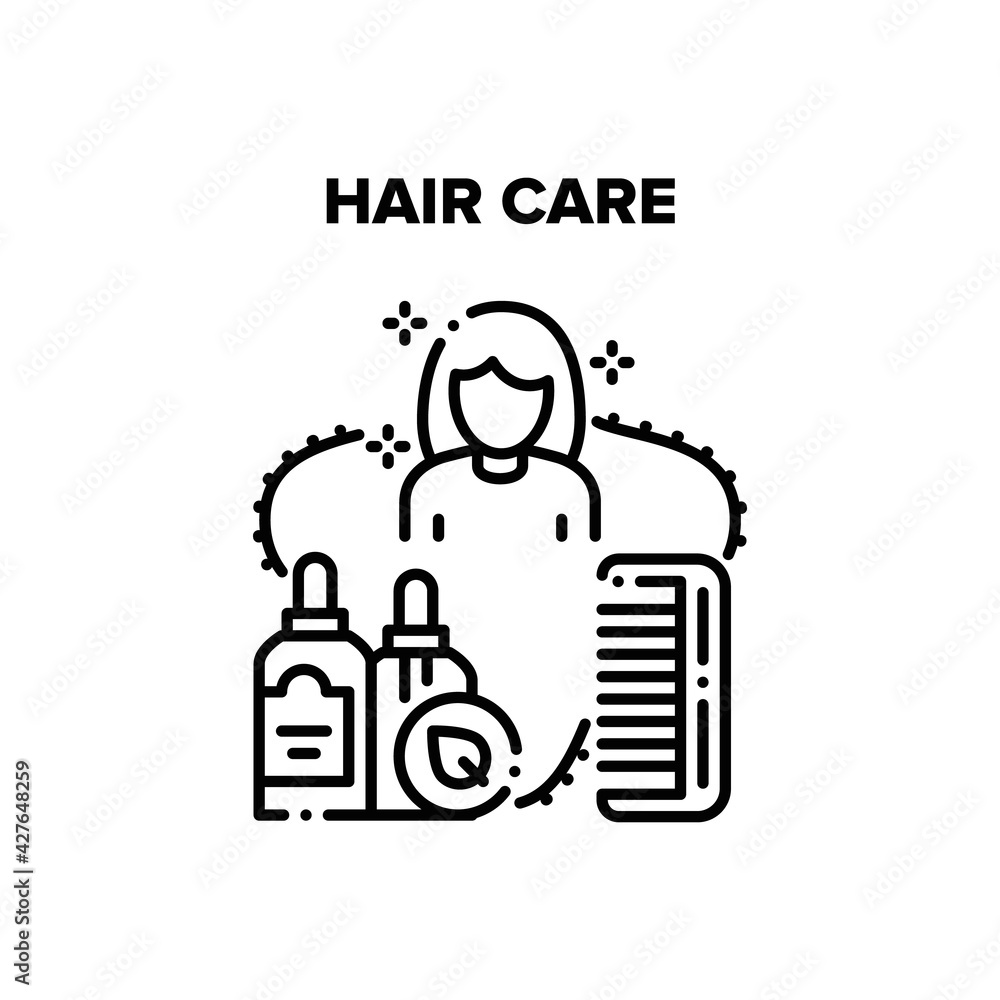 Hair Care Tool Vector Icon Concept. Comb Hair Care Tool, Shampoo And Gel For Washing Woman Head. Aroma And Health Therapy, Hygiene Accessories And Cosmetic Liquid Black Illustration Hair Care Tool Vector Icon Concept. Comb Hair Care Tool, Shampoo And Gel For Washing Woman Head. Aroma And Health Therapy, Hygiene Accessories And Cosmetic Liquid Black Illustration