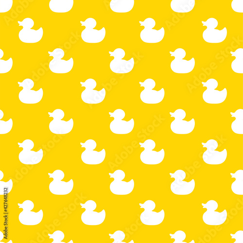 Yellow rubber duck.  Seamless pattern. Texture for fabric, wrapping, wallpaper. Decorative print.Vector illustration