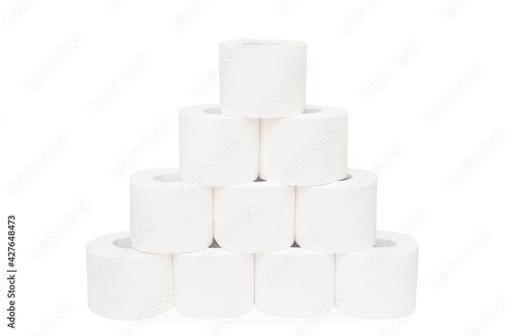 Toilet paper pyramid isolated on white background Toilet paper pyramid isolated on white background