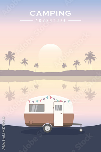tropical camping adventure summer holiday with camper