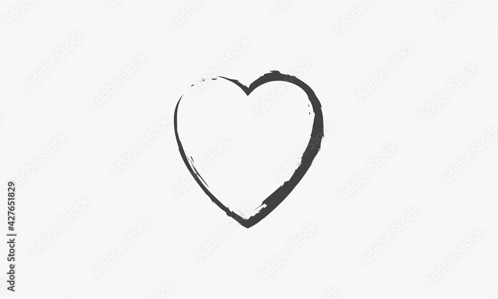 ink heart vector illustration on white background. creative icon.