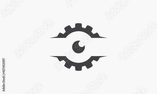 look see gear vector illustration on white background. creative icon.