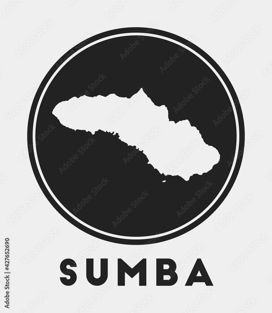 Sumba icon. Round logo with island map and title. Stylish Sumba badge with map. Vector illustration. Sumba icon. Round logo with island map and title. Stylish Sumba badge with map. Vector illustration.