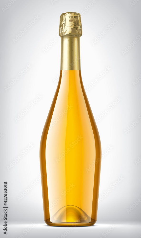 Glass Bottle on background with Gold Foil. Glass Bottle on background with Gold Foil.