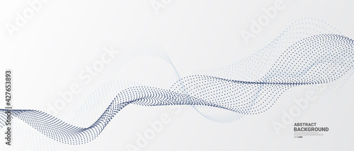 White abstract background with flowing particles. Digital future technology concept. vector illustration. © kanpisut