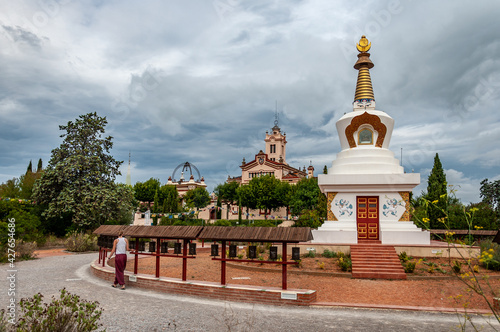 Buddhist Stupa of the Sakya Tashi Ling monastery in Garraf, Barcelona, Spain.