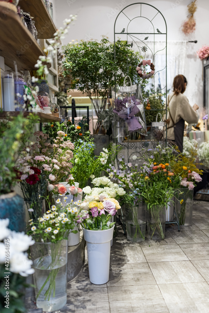 Fototapeta premium Startup successful small business at florist shop