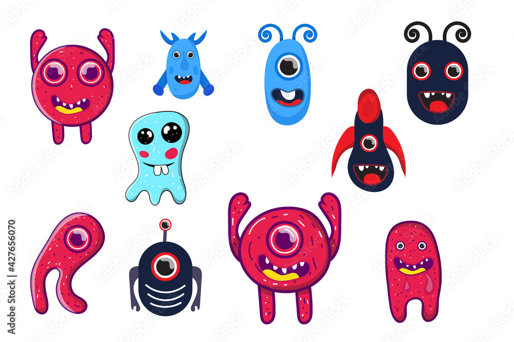Cute Monsters Bundle Clip Art Vector Stock Vector Adobe Stock