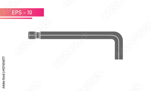 Hex key for the master. Solid design. On a white background. Flat vector illustration.