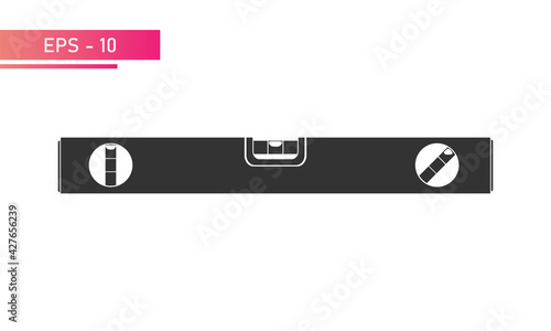 Bubble construction level in one color, icon. Tools for construction and repair. Flat vector illustration.