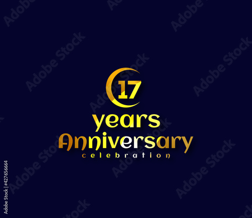 17 Year Anniversary  Festival on a holiday occasion  Gold Colors Design  Banners  Posters  Card Material  for