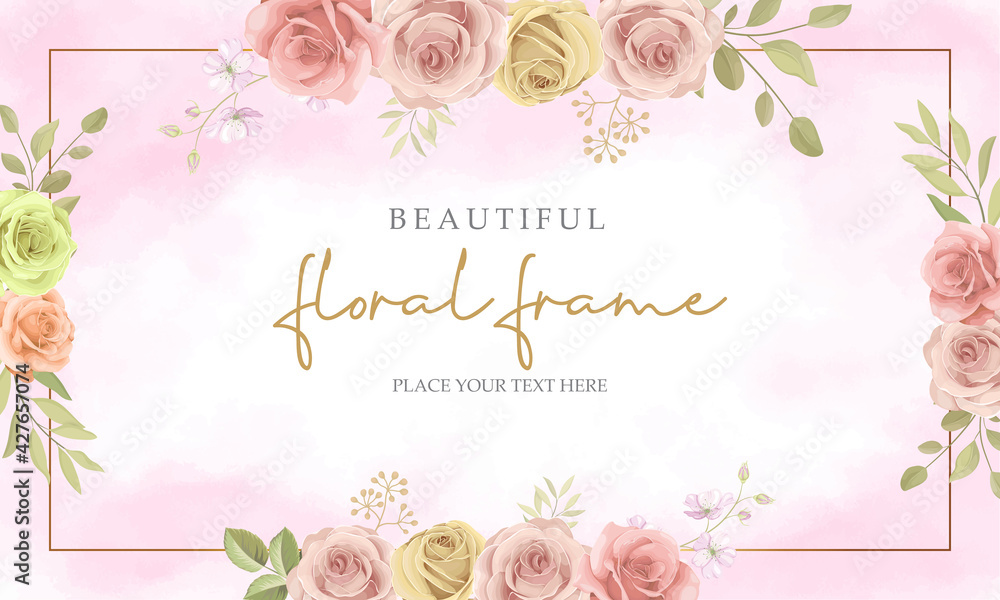 Hand drawn floral frame background