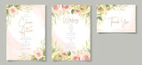 Minimalist wedding card concept with floral decoration